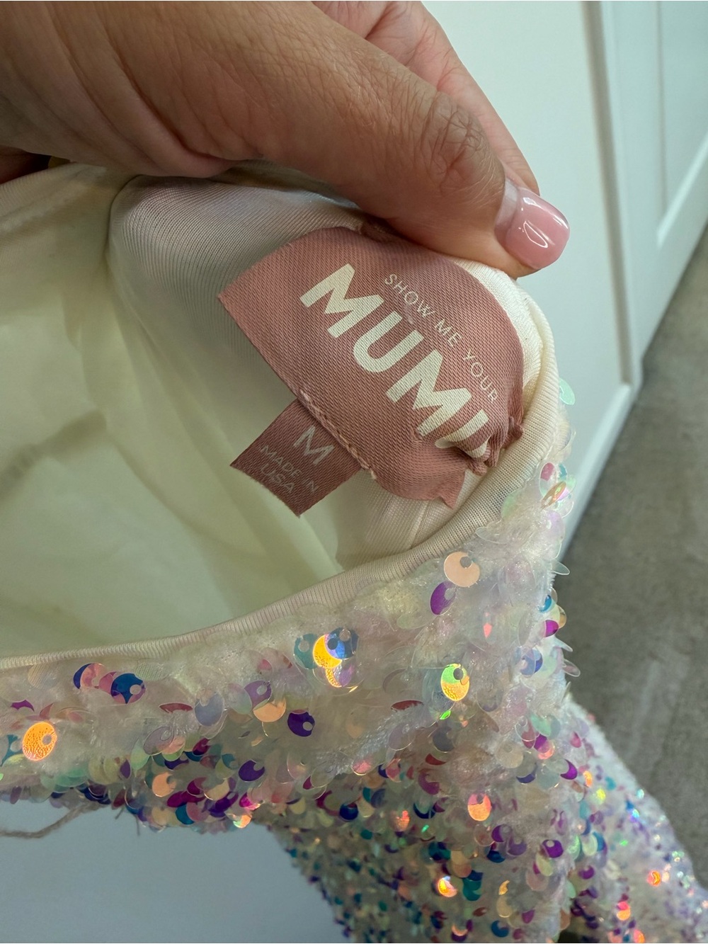 Show Me Your MuMu StudioHalter Jumpsuit - White Sequins Size Medium - Picture 13 of 16